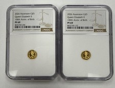 2026 Ascension G£5 💥Gold💥 Queen Elizabeth II 100th Birth NGC PF69 Lot Of Two