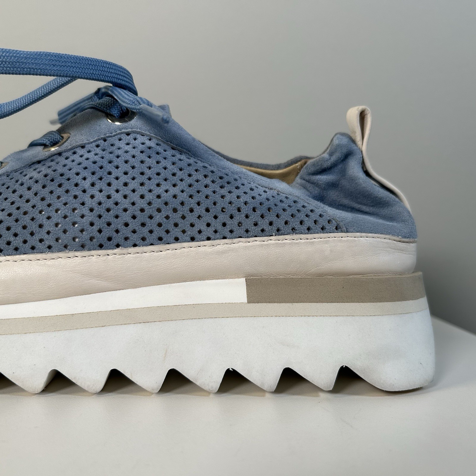 Softwaves Light Beige Perforated Platform Lace Up… - image 7