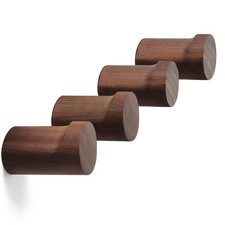 Wood Wall Hooks, 4 Pack Wooden Coat Hooks Wall Mounted, Rustic Hat Hooks Heav...