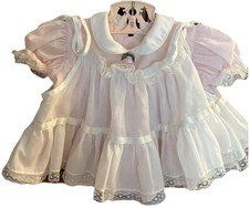 Vintage Bryan 2 Piece 80s Lace Frilly Girls Party Dress Newborn