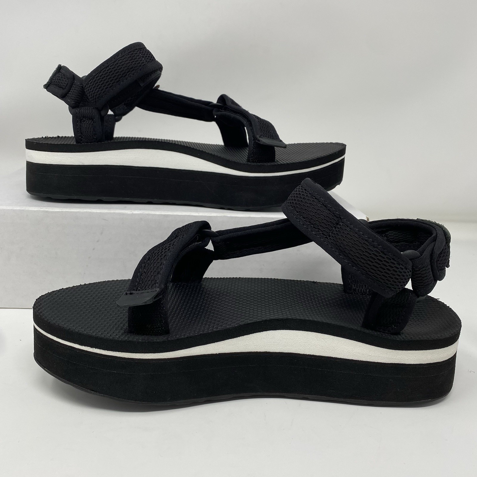 Teva Flatform Universal Mesh Print Black Platform Sandals 1102451 Womens Size 7 image 5