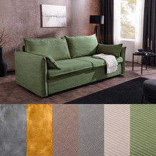 Schlafsofa APARTMENT - 215cm - FARB- & MATERIALWAHL - inkl. Bettkasten Kissen