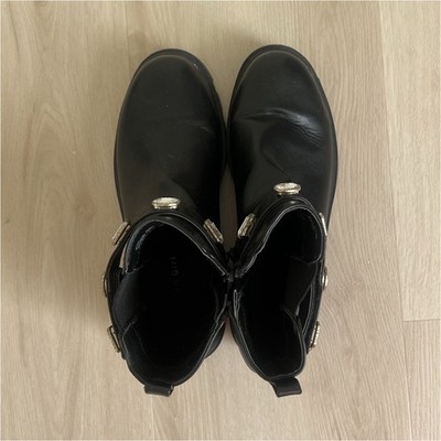 Madden Girl Women s Black Leather Ankle Bootie Round Toe Buckle US 5