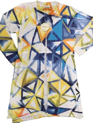 MOSNOVA Abstract Geometric Open Front Long Cardigan Size Xl NWT