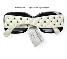 Chanel Sunglasses ch5483A 1656/S6 Black Creamy White Quilted Temples w/case Read