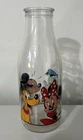 DISNEY  Mickey Mouse Goofy Vintage Glass Milk Bottle France
