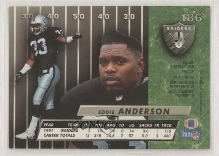 1992 Fleer Ultra Eddie Anderson #186 - Image 2 of 2