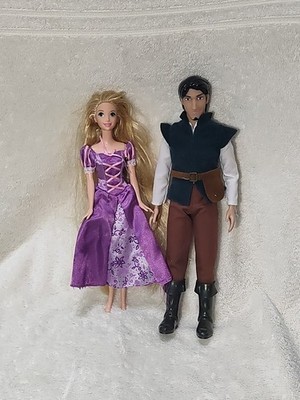 Disney Tangled Rapunzel & Flynn Rider(Eugene) Dolls Figure Pair Lot 2009 Mattel