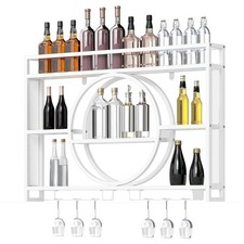 COSTWAY Wall Mounted Wine Rack 5-Tier Large Capacity Hanging Bar Shelf White