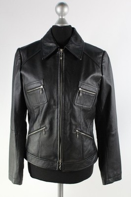 Best Connections Damen Jacke schwarz Reißverschluss Leder Gr.34 Top Zustand