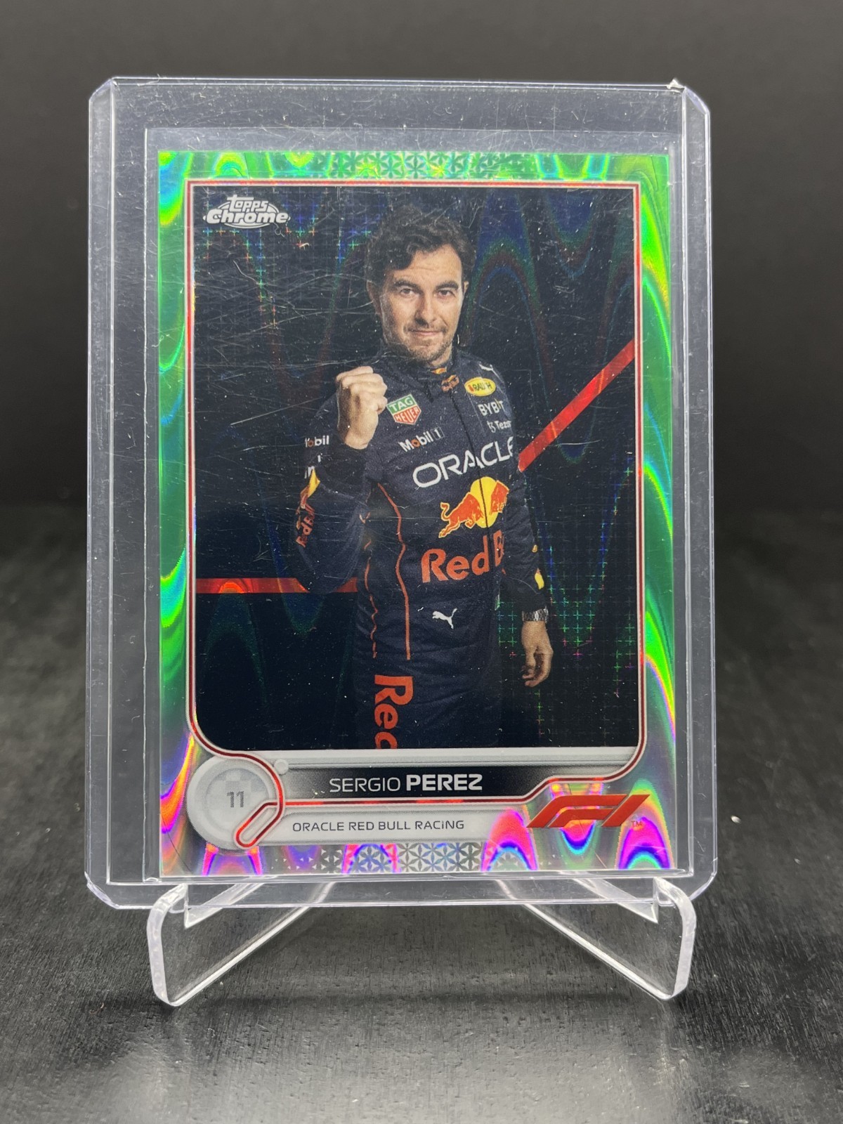 2022 Topps Chrome Formula 1 F1 Sergio Perez Portrait Green RayWave 94/99 #21