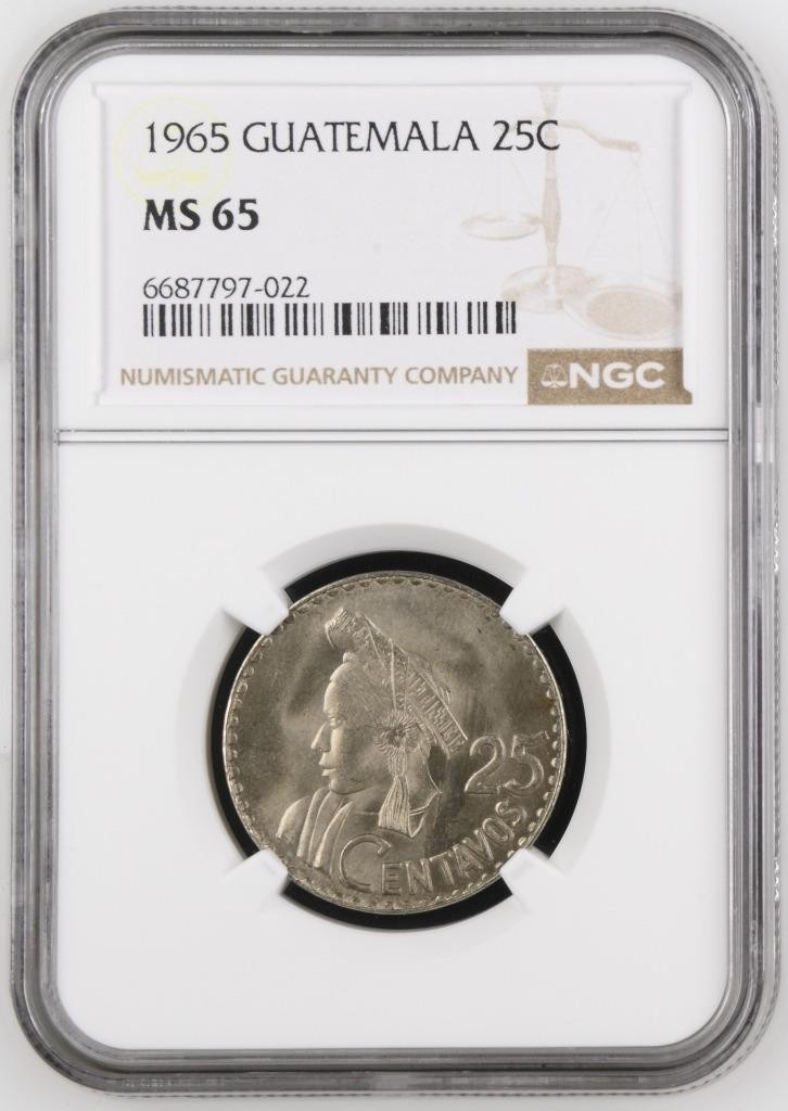 Guatemala 25 Centavos 1965 NGC MS 65
