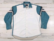 Vintage Wrangler Shirt Mens Extra Large Pearl Snap Colorblock Brushpopper