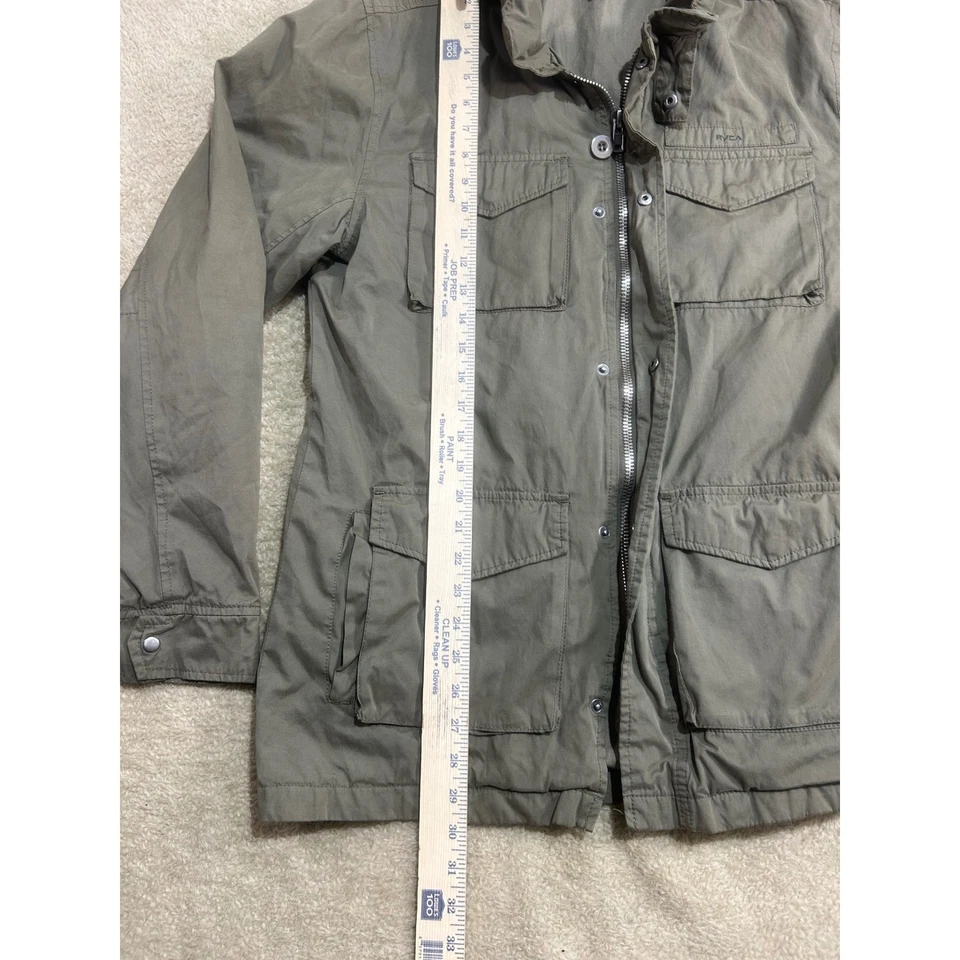 RVCA Utility Jacket Mens Large Green Military Hooded Field Coat - Image 3 of 4