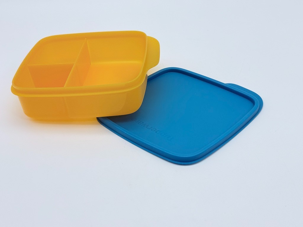 Orange & Blue Tupperware 550ml Lunch It Bento Divided Snack Container 7503 7504