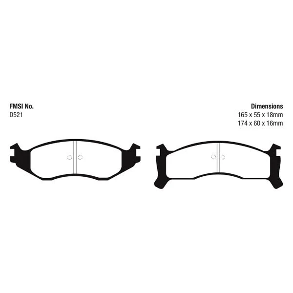 For Chrysler New Yorker 91-93 Brake Pads EBC Redstuff Ceramic Low Dust Ceramic - Image 2 of 3