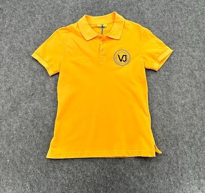 Versace Jeans Polo Shirt Yellow  Logo VJ Cotton Short Sleeve Size S New