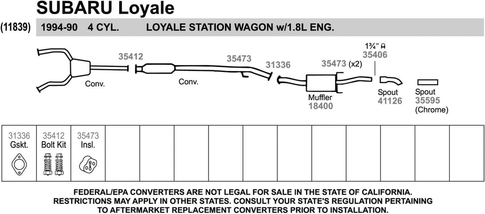 Caño de tubo de escape Walker 35595 1,875" entrada (OD) 1,5" salida (ID) para plateado  Foto 4 de 4