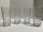 Set of 4 MCM Anchor Hocking Lido Milano Crinkle Vintage Glasses in Clear 6-3/8"