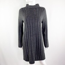 Madewell Gray DONEGAL Sweater Dress Size M Rolled Mock Neck Wool Knit NEW