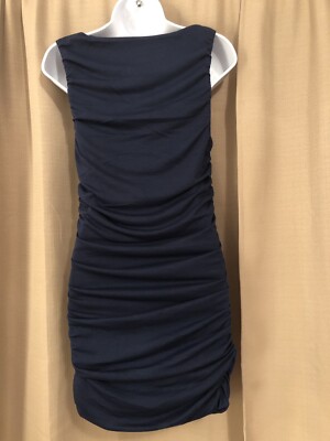navy ruched bodycon dress Firerie Sleeveless Solid Color Fitted Ruched Bodycon Mini Dress
