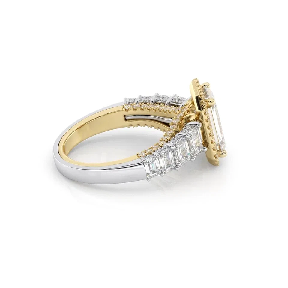 Smaragdschliff Diamant Ehering IGI Lab Created 4,50 kt 18 kt mehrfarbiges Gold - Bild 3 von 4