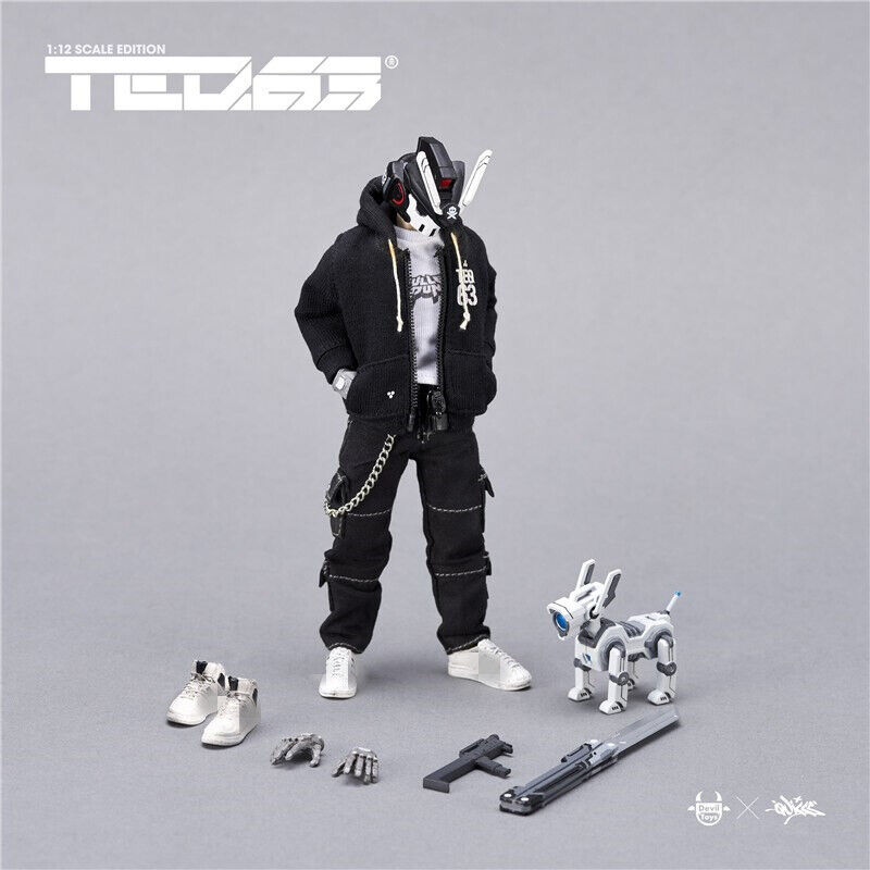 1/12 Scale DEVIL TOYS QUICCS BULLETPUNK TEQ63 Action Figure with Robotic  Dog Set