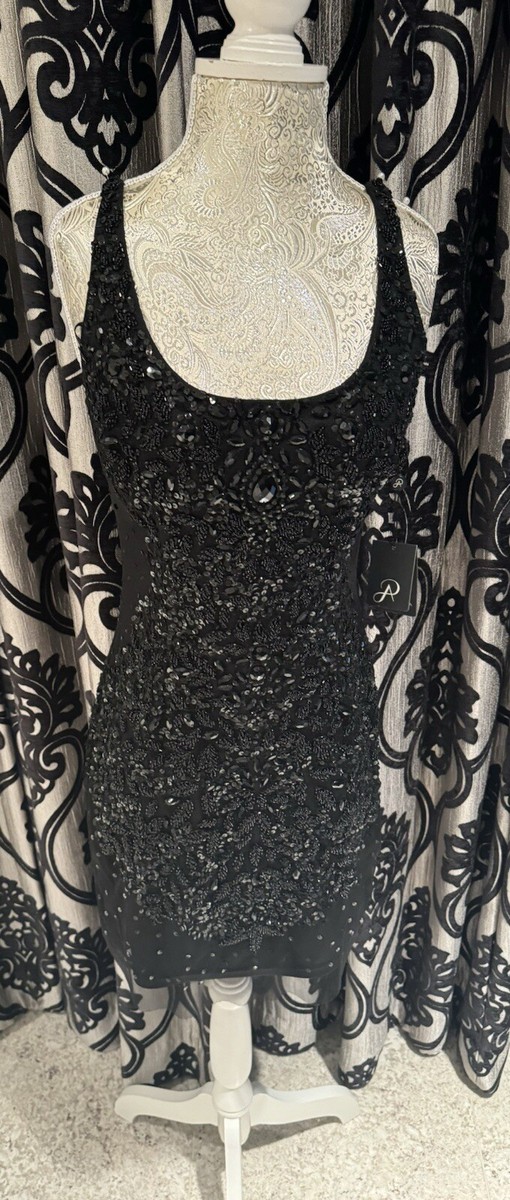adrianna papell black beaded short dress Adrianna Papell AP1E205373 - Knee-Length Sheath Dress main image 0