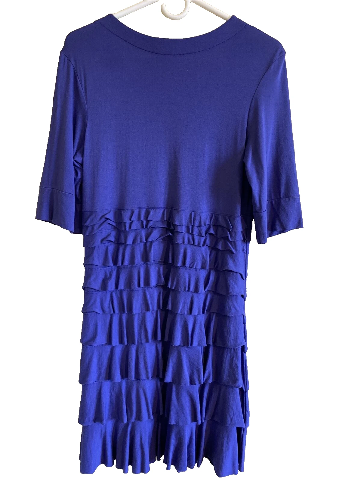 VETEMENTS Abito ISLE APPAREL donna M blu a strati con volant strati elasticizzato manica 3 4 tacchino