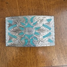Turquoise And Sterling Belt Buckle 925 Turquoise Inlay Plata De Jalisco