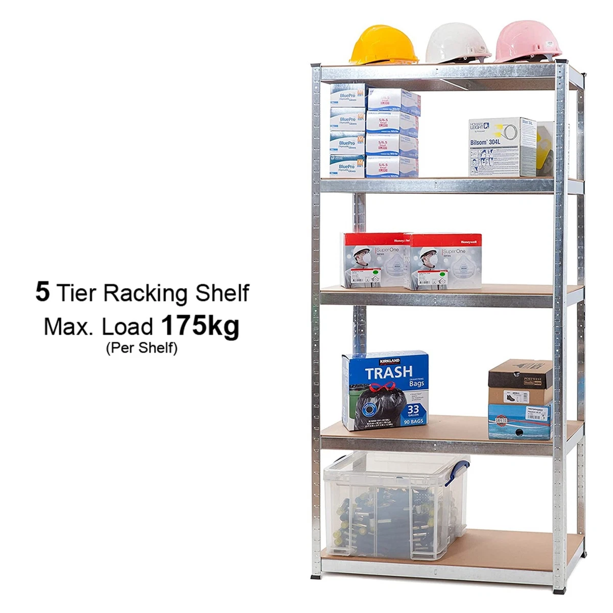 175kg Capacity Galvanized Adjustable Boltless Shelving With, 56 OFF