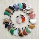 Wholesale 50pcs/lot Assorted Natural Stone mixed Moon Shape charms Pendants
