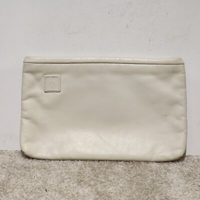 Vintage Anne Klein For Calderon Taupe Beige Leather Clutch Bag