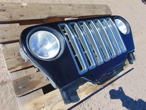 Jeep Wrangler Radiator Grill headlight panel TJ 97-06 Black + chrome trim lights - Picture 2 of 18