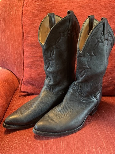 cowboy boots elk leather black size 8.5 