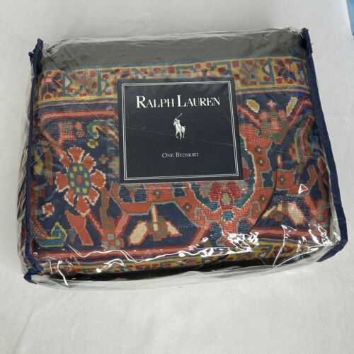 Ralph Lauren King Bedskirt Combed Cotton Polyester Ruffled Multi-Color Vintage - Foto 2 di 4