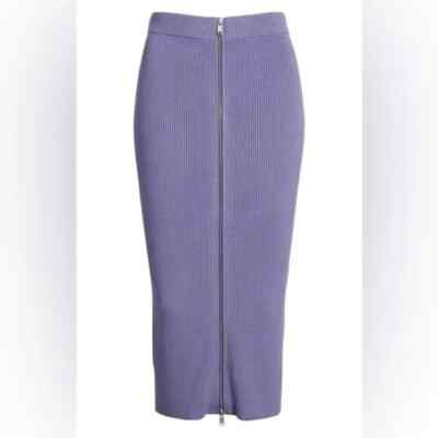 Open Edit RIB ZIP FRONT SWEATER KNIT MIDI SKIRT Purple Size