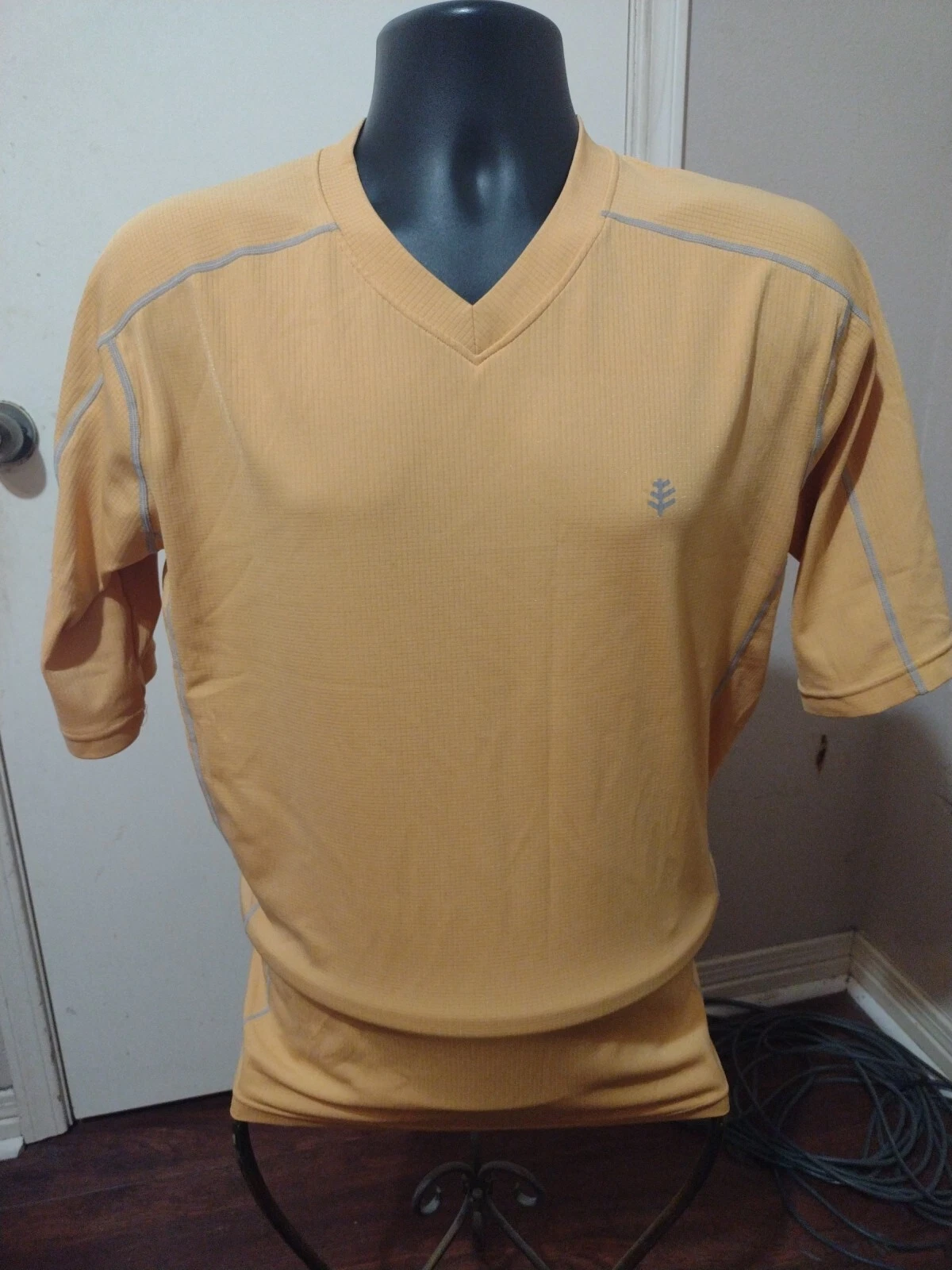 Coolibar Mens Large S/S Orange UPF 50+ Sun Protection Pullover‎ T-Shirt