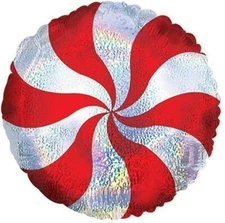 17" Foil Helium Balloon for Party Red and Silver Candy Stripe