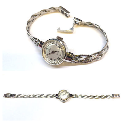 Silberuhr Uhr Damenuhr Majestic geflochtenes Armband 835 er Silber