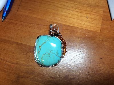 Sterling Silver Wire wrap Copper accents Kingmen Gold  matrix old stoc Turquoise