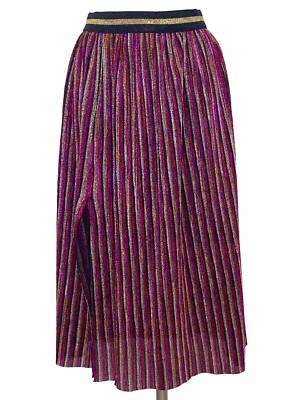 TOPSHOP Midi Length Lamé Gold/Silver/Red/Purple/Black Stripe