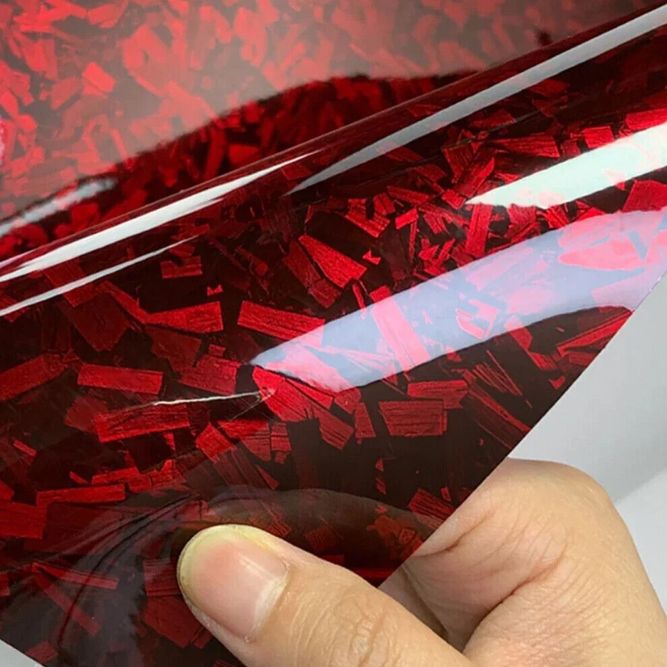 20cm*152cm High Glossy Red Forged Carbon Fiber Car Sticker Adhesive Vinyl Wrap - Image 2 of 4