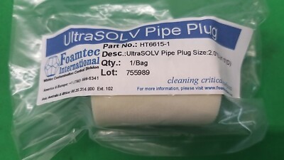 FOAMTEC HT6615-1 UltraSOLV Pipe Plug Size:2.0''(L) X 1.5''(D) NEW