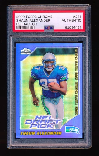 SHAUN ALEXANDER 2000 TOPPS CHROME REFRACTOR PARALLEL JERSEY NUMBER 37/150 (PSA)