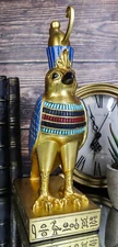 Ebros Egyptian God Horus Falcon Bird On Hieroglyphic Pedestal Statue 8.75"H