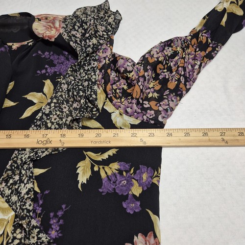 Ralph Lauren Womens Floral Ruffle-Trim Georgette Blouse Black Size XL NWT 26 - Picture 14 of 15