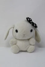 Amuse Pote USA Loppy Plush Monotone bow Grey White Plush 6.5"