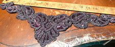 vintage belt sash sequins 4.25x18" glass beads hand sewn 1pc amethyst
