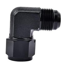 Female to Male Flare Swivel Fitting Adapter Aluminium Black 10AN 90 Degree